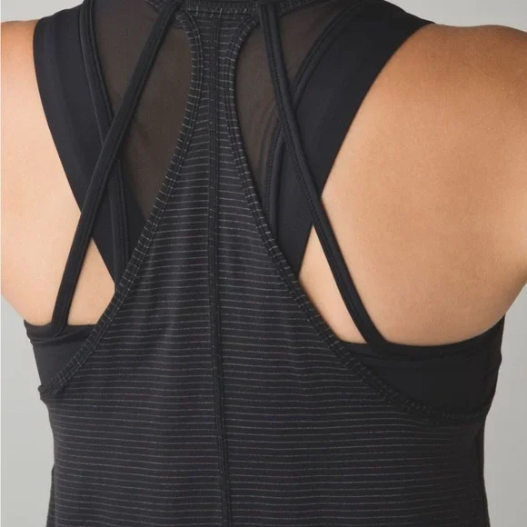 **SOLD***Lululemon Black Tough It Out Tank Sz 10 w/Attached Sports Bra - Picture 1 of 16